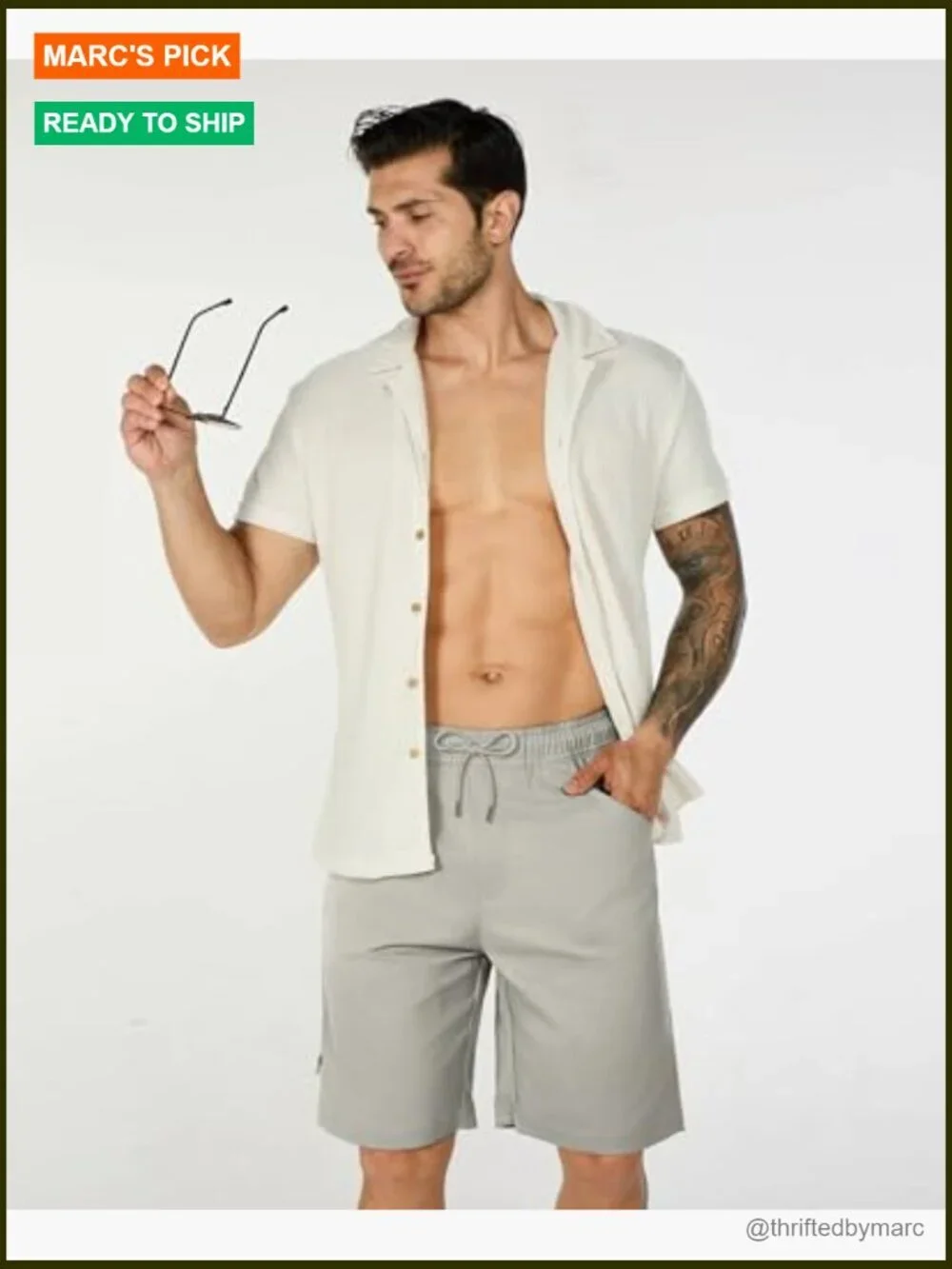 Men's Casual Shorts 9 Inch Inseam Drawstring Flat Front Hybrid Pockets